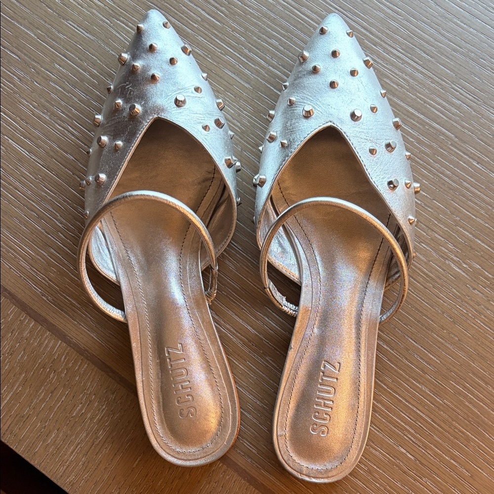 SCHUTZ Metallic Studded Mules